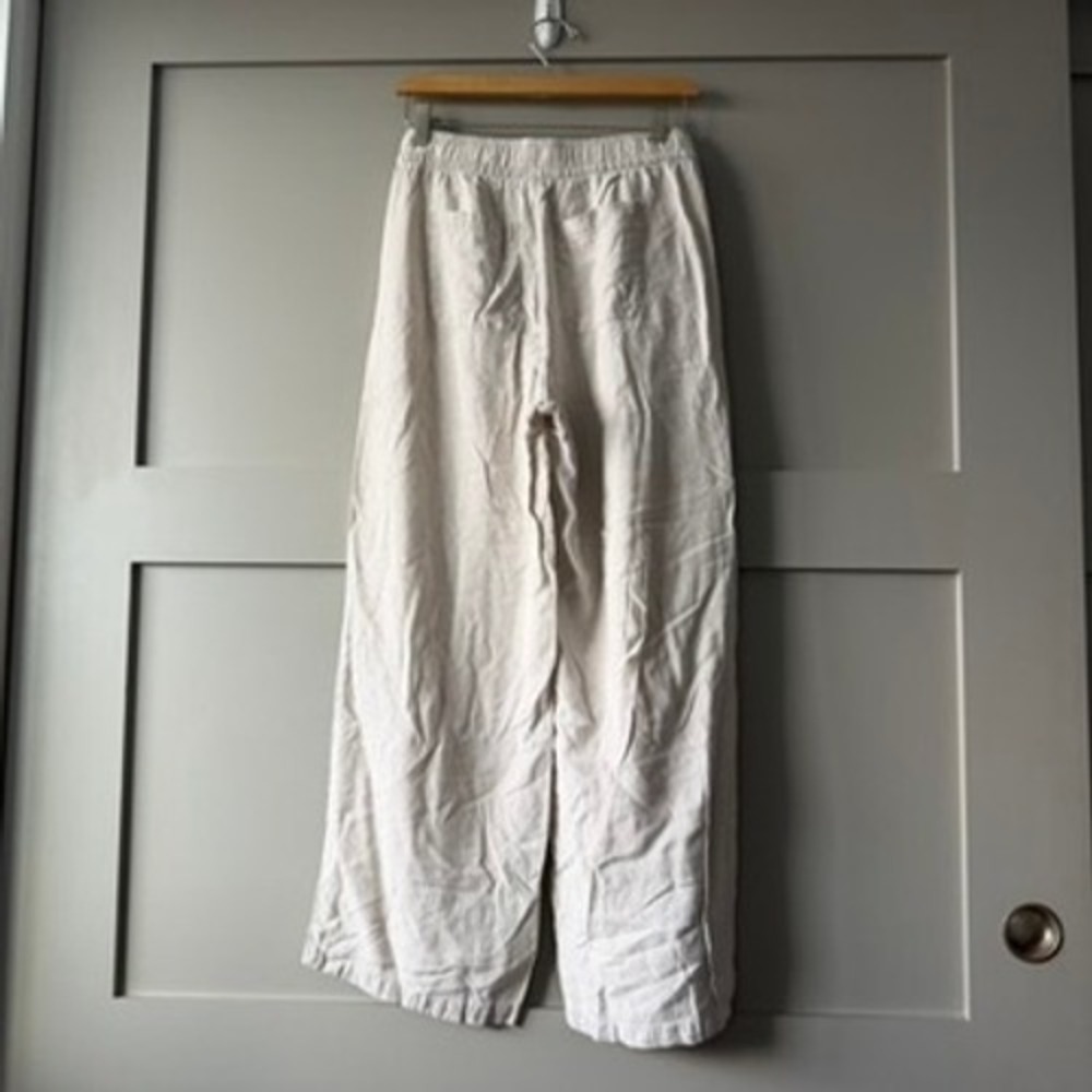 Old Navy Linen Blend Wide Leg Pants Womens XS Beige High Rise Pull On Flax - Picture 5 of 13